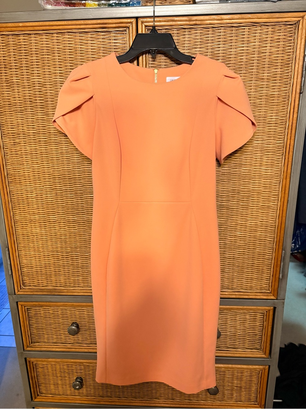 Calvin Klein Peach Short-Sleeve Sheath Dress